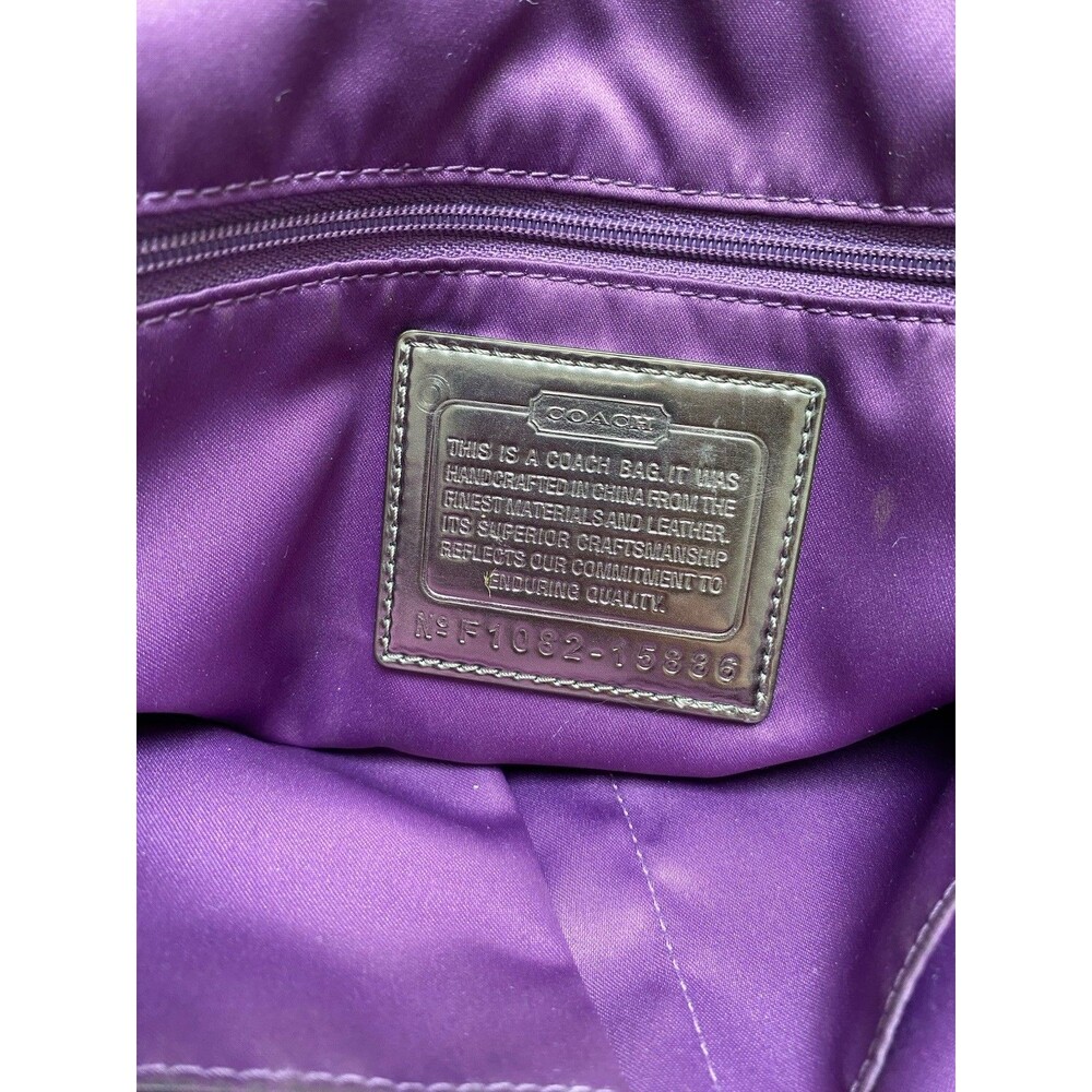 Large Rare Coach Poppy Y2K Purple Tartan Plaid Glam Tote Shoulder Bag - Picture 7 of 12